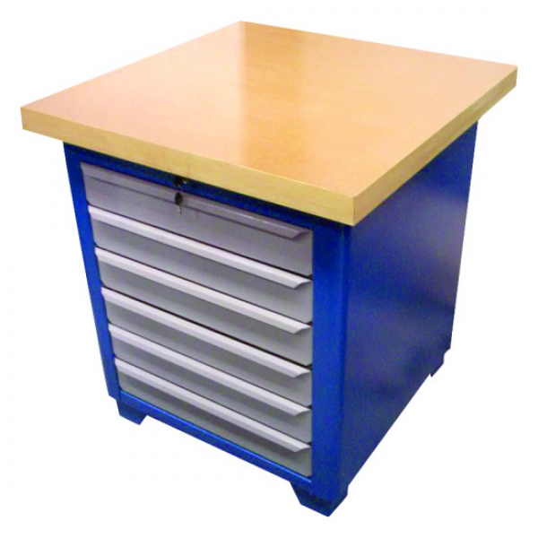 Bancada fechada 6 gavetas, tampo madeira pinus / MDF