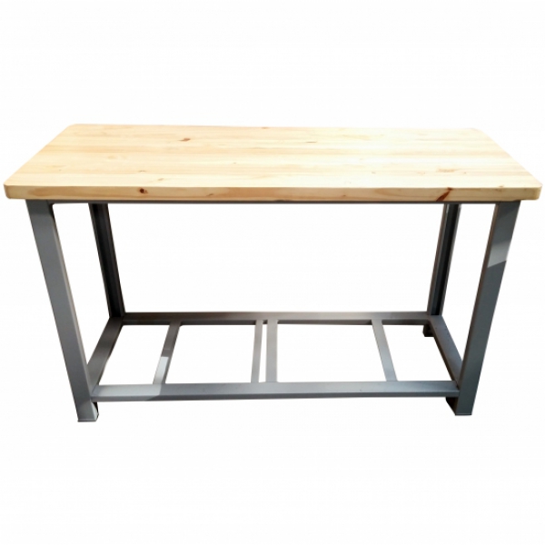 Bancada aberta, tampo madeira pinus