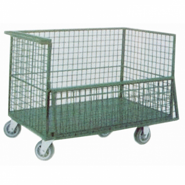 Carrinho plataforma telado - frente porta telada - puxador lateral - tampo em aço