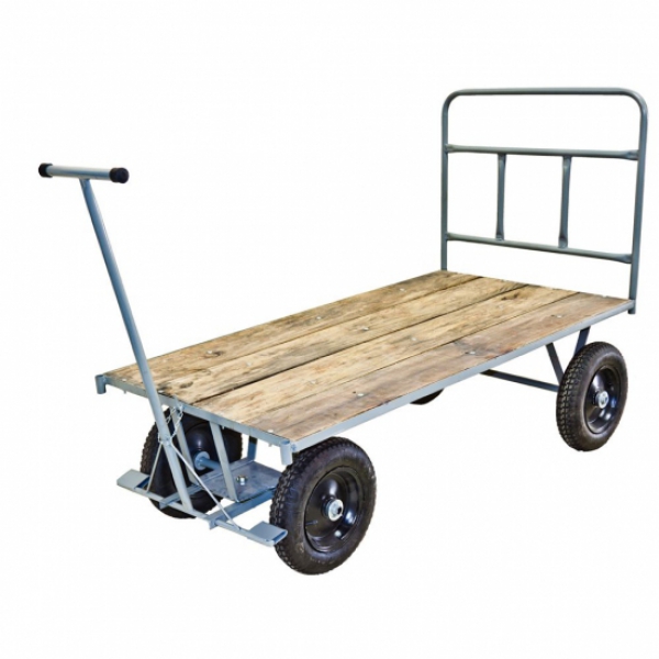 Carrinho plataforma c/ assoalho de madeira c/ 1 aba - sistema direção 5ª roda