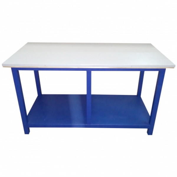 Bancada aberta reforçada tubolar - tampo madeira revestido de chapa 1.5mm