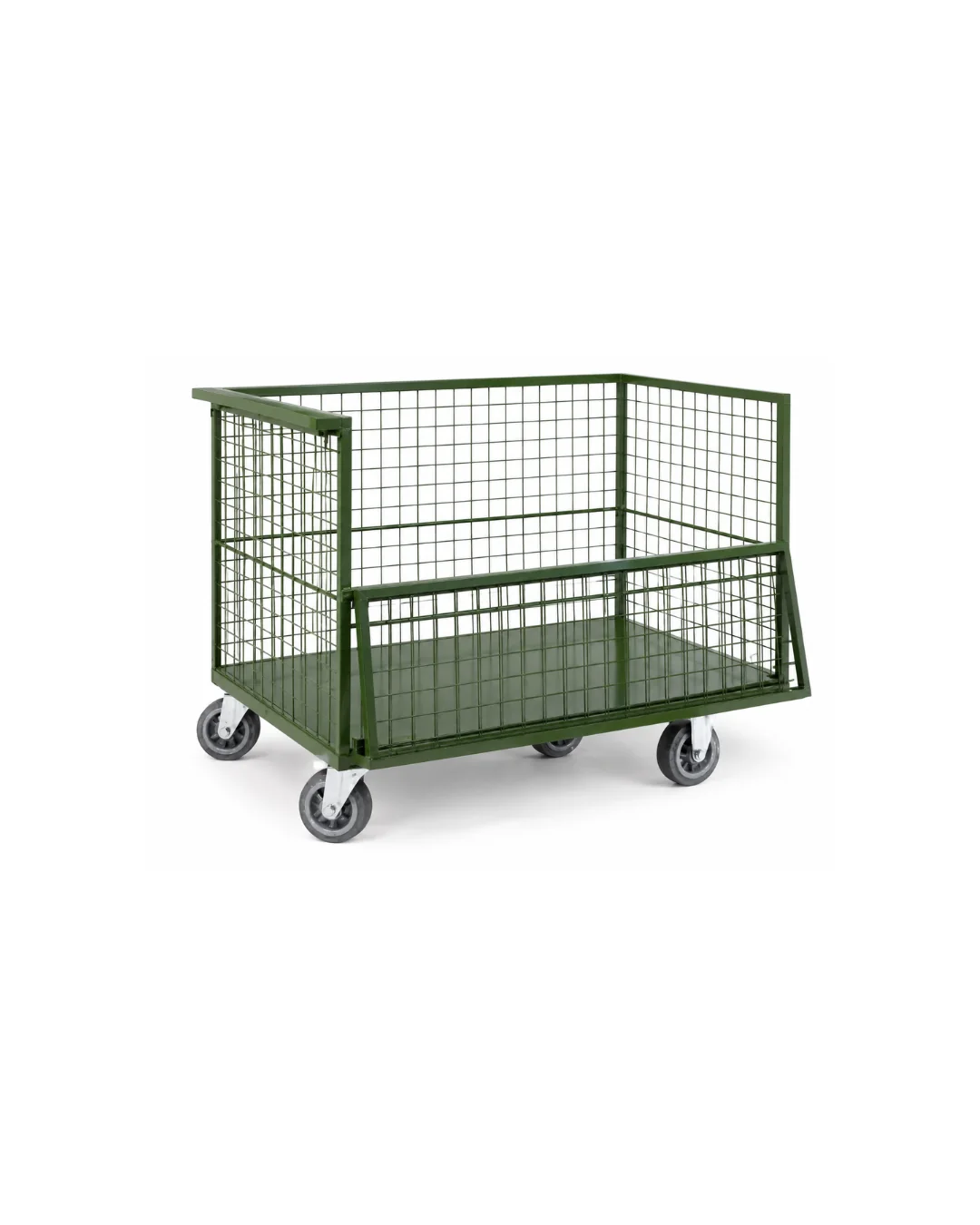 Carrinho plataforma telado - frente porta telada - puxador lateral - tampo em aço — Bezafer