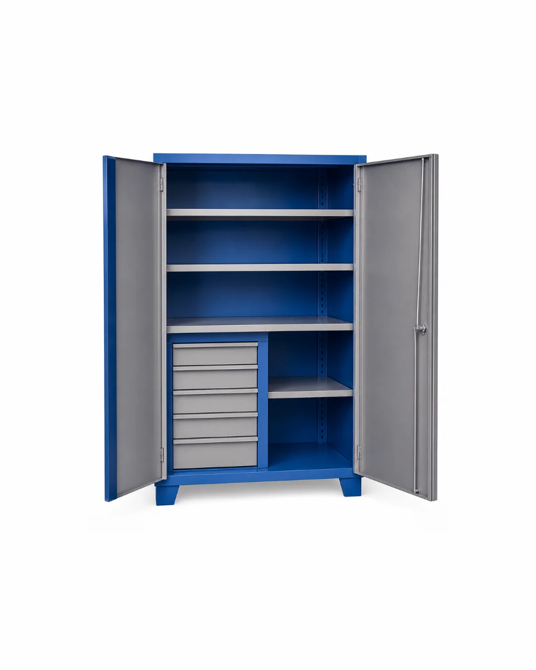 Armário para ferramentas 2 pratelerias móveis - 1 prateleira fixa - 5 gavetas - porta de aço — Bezafer