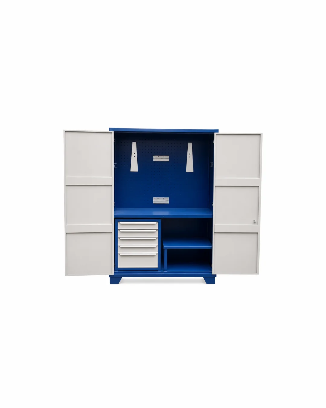 Armário para ferramentas 2 prateleiras fixas - 5 gavetas - porta de aço — Bezafer